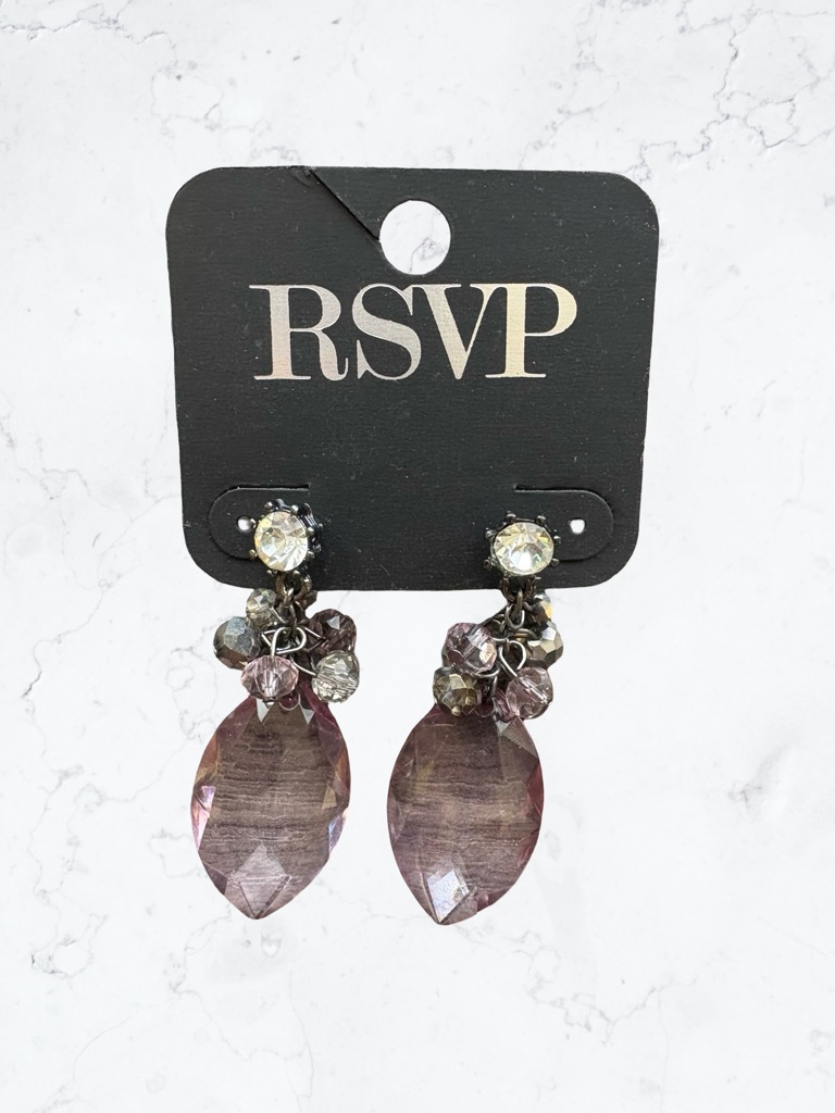 Rsvp Amethyst-Tone Faceted Teardrop Cluster Earrings